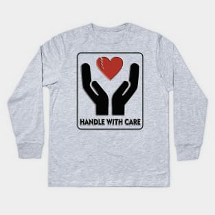 Fragile Label heart shape - handle with care Kids Long Sleeve T-Shirt